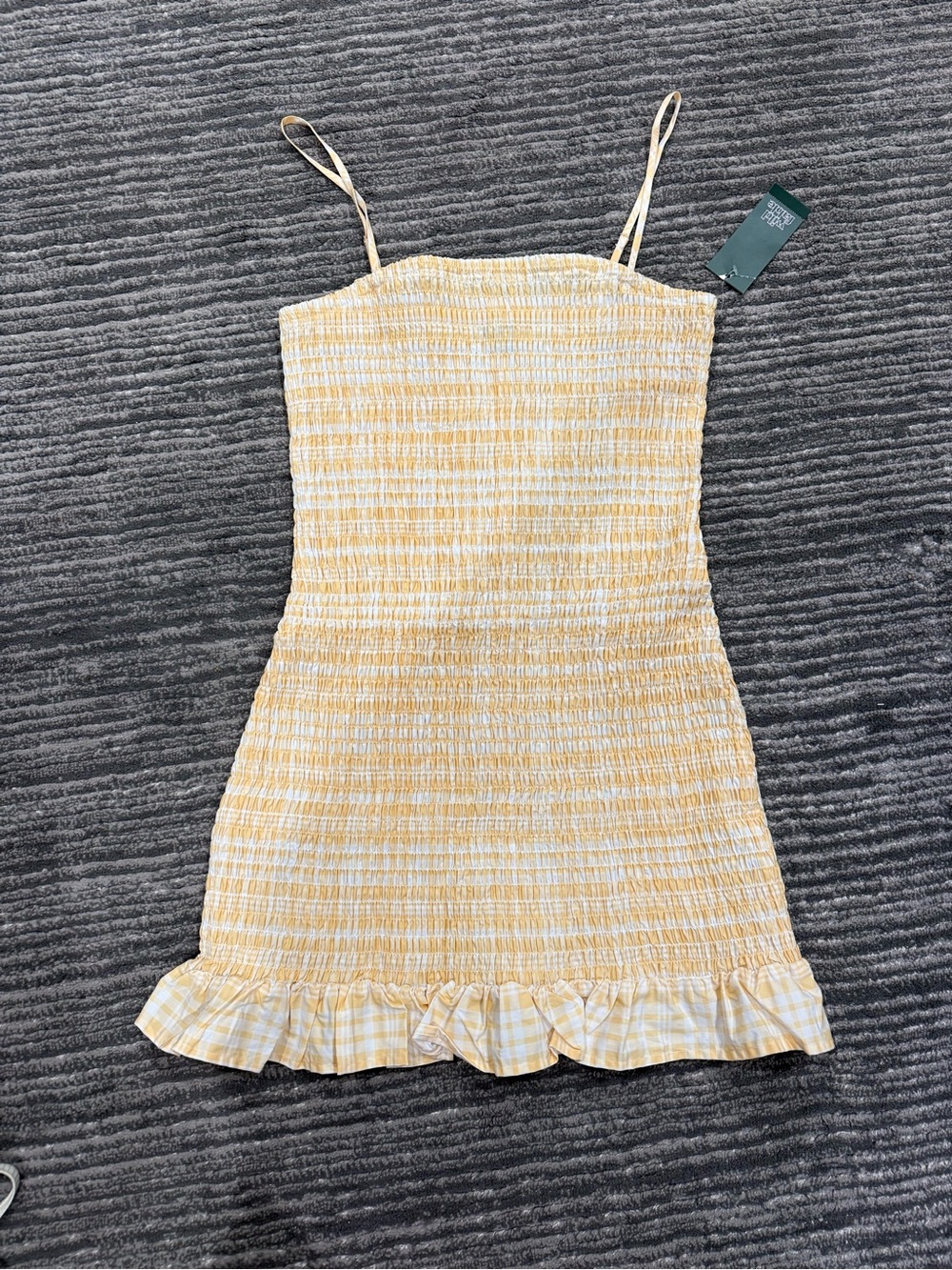 Women’s Yellow Smocked Sundress with Ruffle Hem